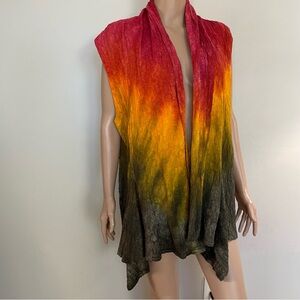 PLUS SIZE Women's ART OF CLOTH Colorful HAND DYED Gradient OPEN Front VEST  3X